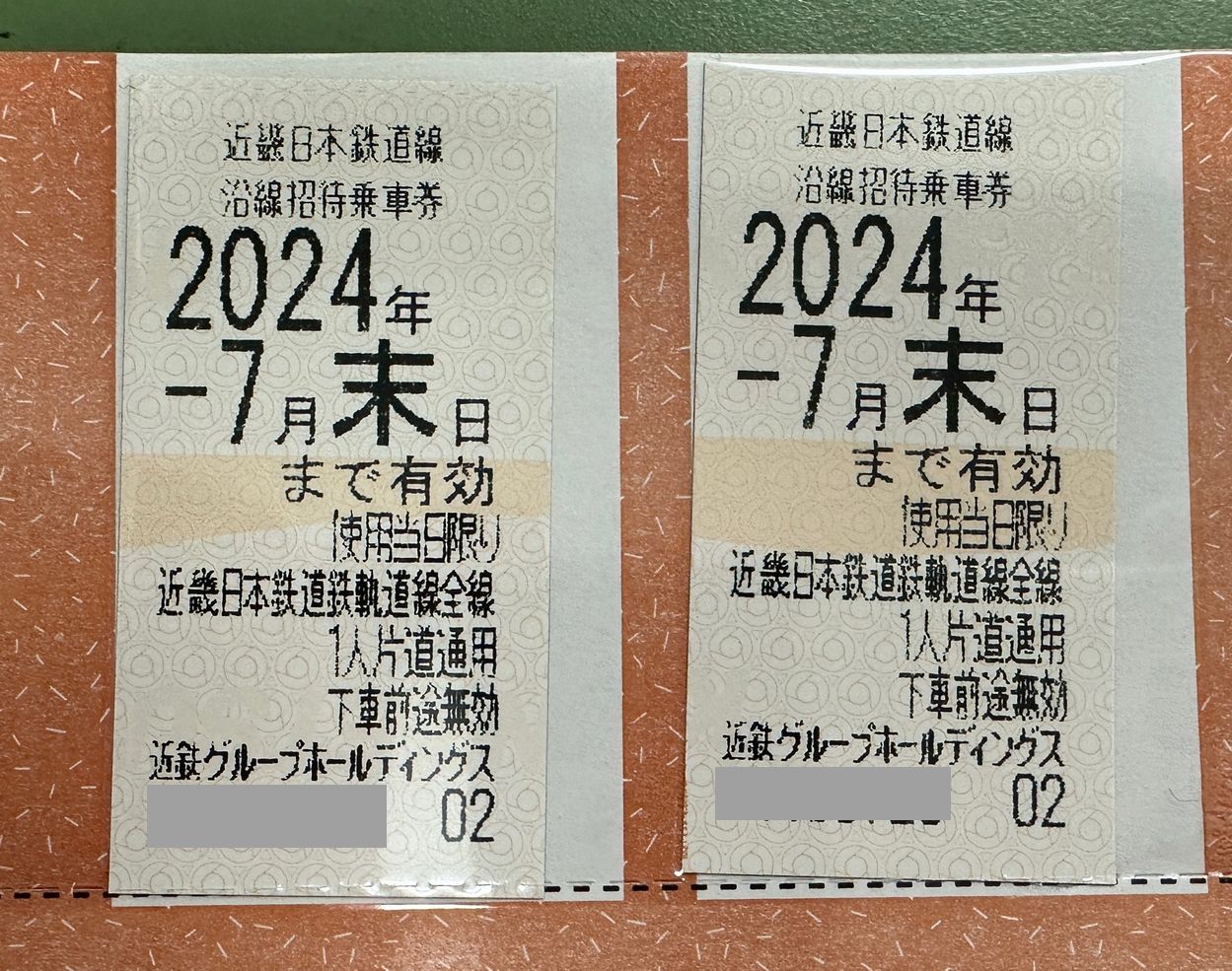 近畿日本鉄道株主優待券（有効期限2024年7月末日）